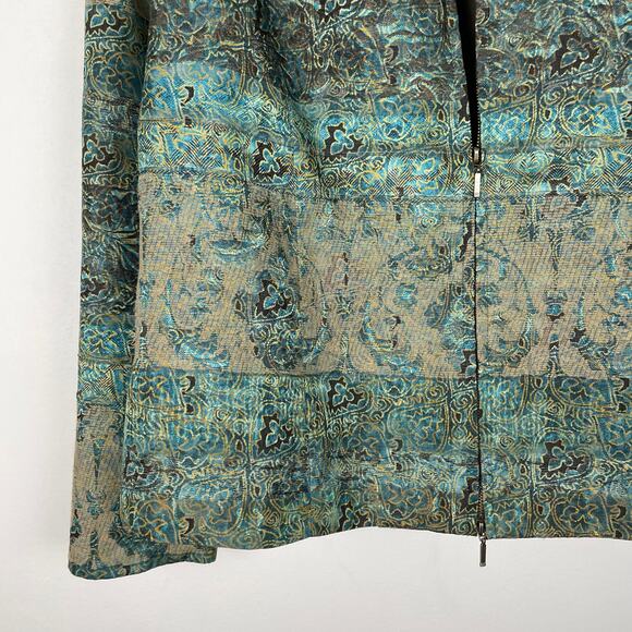 VTG Coldwater Creek Tapestry Jacket LP Green Floral Shimmery Boho Fairy Grunge - Picture 9 of 16